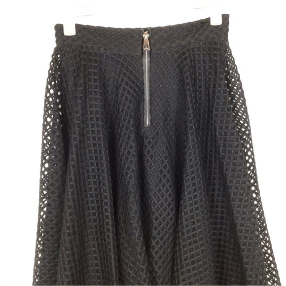 Patrizia Luca Black Eyelet Mesh Net Asymmetric A-Line Skirt size XS - Picture 5 of 8